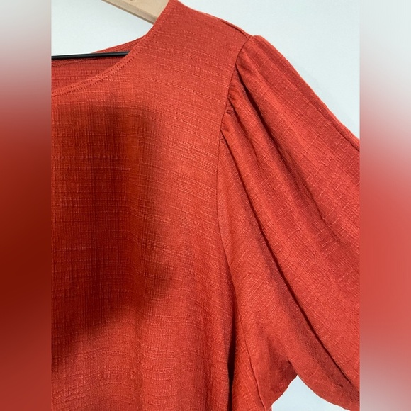 Max Studio Terracotta Textured Boho Blouse W/ Tie 3/4 Sleeve Sz 3X NWT MSRP $88 - Picture 7 of 11